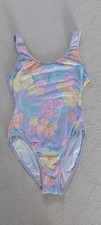 Vintage Dorothy Perkins Lilac Pastel Floral High Leg Scoop Back Swimsuit Size 14