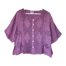 Purple Indian Go East lightweight tunic shirt top blouse hippy boho ethnic s m l