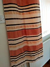 Curtains pale beige  & rose gold metallic multi satin stripe 46 x 54 pleat top