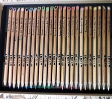 BARELY USED BOX 24 KARISMA COLOUR PENCILS WITH BOOKLET w1