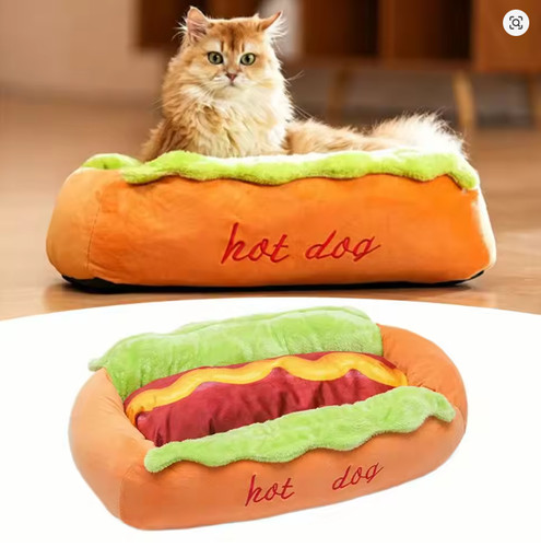 Hot dog pet bed soft - hot,