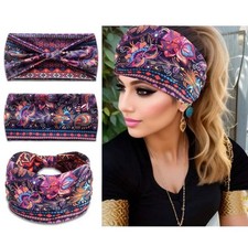 Boho Bohemian Bandana Wide Knotted 60s Floral  Headband Hair Tie UK Stock