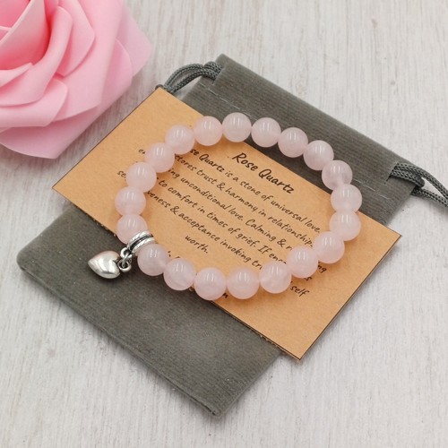 Rose quartz bracelet stretch - rose,