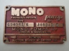 MONO Pump London Manchester original BADGE / Sign/ Plaque/  Emblem  #23