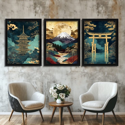 Elegant japanese art print - art, set