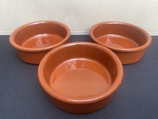 3x Cermer Tapas Dishes Terracotta Serving Fondue Creme Brulee Pot Ramekin Deep