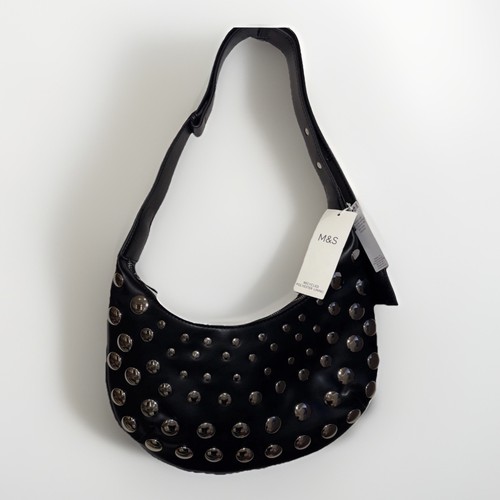 Handbag black studded - handbag,