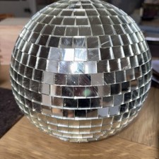 Disco Ball Silver Mirror Hanging Glitter 20cm high, approx 60cm circumference 