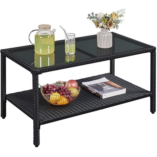 Wicker coffee table - table,, rattan