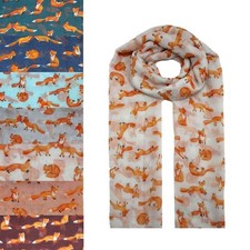 NEW Animal Cute Little Fox Print Fashion Scarf Wrap Chiffon Stole Large Light UK