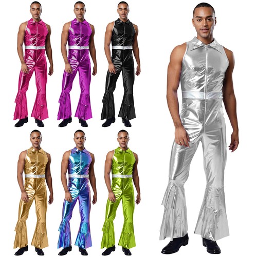 Mens shiny metallic 70s disco - metallic,