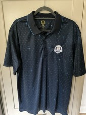 2025 RYDER Cup Fanwear Men's Trophy Print Polo Shirt Size L Navy