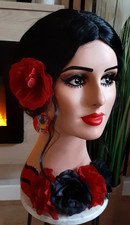 "VALENTINA" HAND PAINTED REFURBISHED MANNEQUIN HEAD IN A SPANISH FLAMENCO STYLE