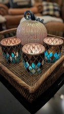 3 Yankee candle morroccan style mosaic candle holders