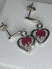 Earrings Red Hearts  Sterling