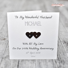 Personalised Silver 25th Wedding Anniversary Card Husband Wife