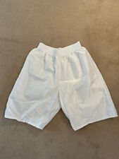 Retro Knee Length White  Nylon silky shiny gym / football shorts
