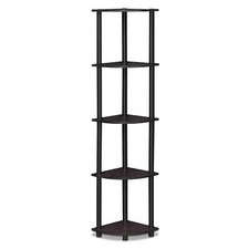 Furinno TURN-N-TUBE Corner Shelf, Corner Bookshelf, Dark Walnut