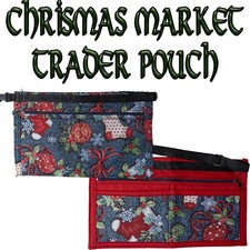 Festive Xmas CHRISTMAS MARKET Trader Money Belt Pouch Adjustable Strap 4 Pocket