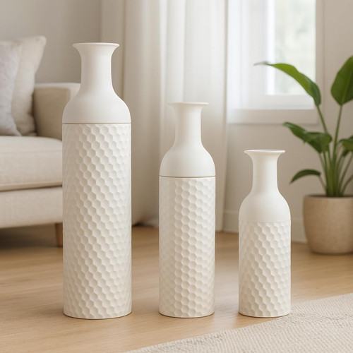 White tall floor vase set - tall, of