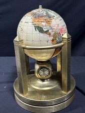Vintage Seiko Japan Quartz MANTLE CLOCK 11.5” Rotational WORLD TIME Brass Globe