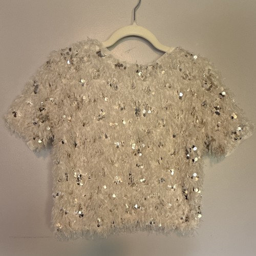 Zara girls ivory silver sequin - silver,
