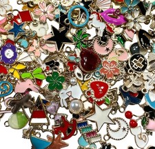 50pcs Multi Design Enamel Charms Pendants Jewellery Making DIY