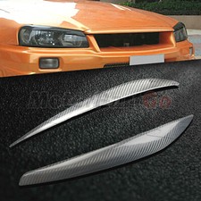 Carbon fiber Head light Eyelid Eyebrow Cover For Nissan Skyline GTR GT-T R34