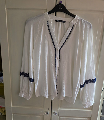 Zara women white neck - white, v-neck