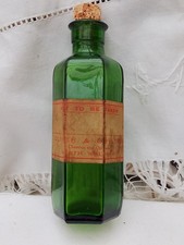 Antique Green Ribbed Poison Bottle Original Label Oliver & Griston North Walsham
