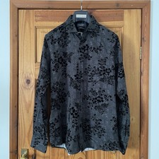 Guide London Long Sleeve Pure Cotton Velvet Flocked Shirt Black XL BNWOT ✅