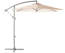 Home 2.5m Overhanging Garden Parasol - Cream | Outdoor Patio Sun Shade Umbrella