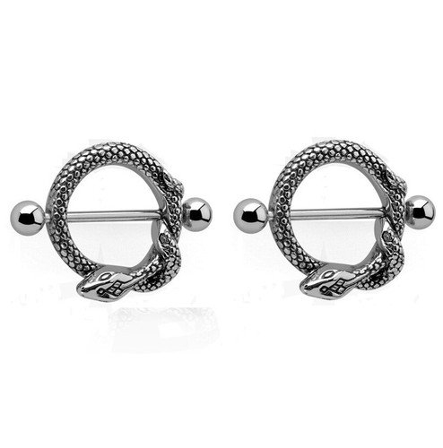 2pcs snake nipple ring - snake,