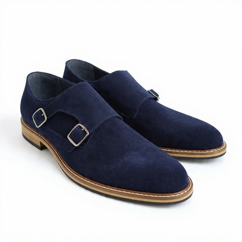 Blue suede leather boots shoes - suede,