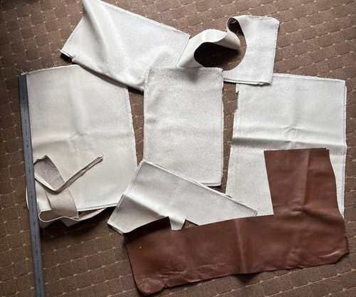Joblot leather scraps - joblot, cream