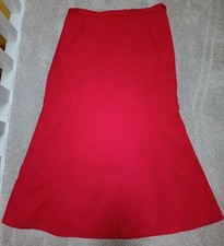 Jacques Vert Red Midi Panelled Skirt with Knee Flip - Unworn - UK14 Lined