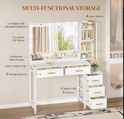 White dressing table desk - white,