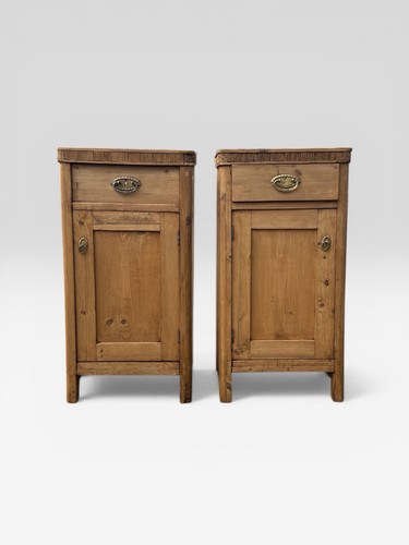 Pair antique pine bedside - pine,