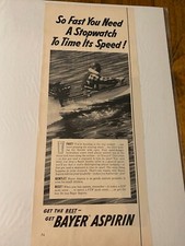Vintage 1954 Bayer Aspirin Speed Boat ad