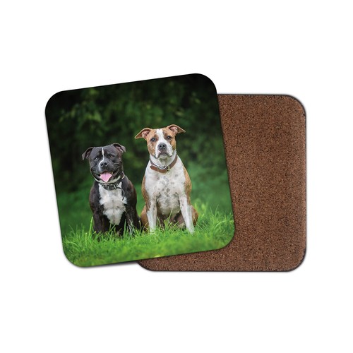 Cute staffie friends coaster - staffie,
