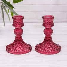 2 x Pink Candlestick Vintage