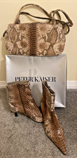 PRISTINE 1990'S PETER KAISER BROWN 'SNAKE SKIN' LEATHER BOOTS SIZE 5.5 & HANDBAG