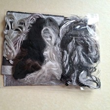 Texture Embroidery Pack - SILVER GREY & BLACK: THREADS/WOOL FIBRES/PAPER SAMPLES