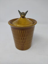 CERAMIC HONEY/PRESERVE JAR with BEE LID HANDLE approx 5.75" in height