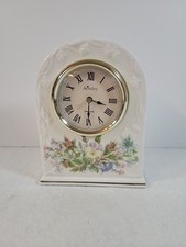 Aynsley Wild Tudor Clock Porcelain Mantel Clock Floral Cabinet England vintage 