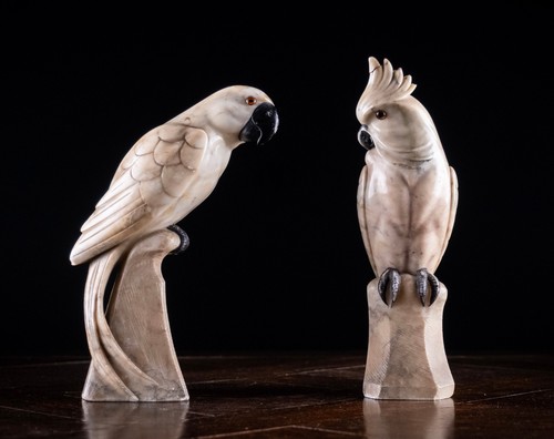 Carved alabaster parrot - alabaster, &