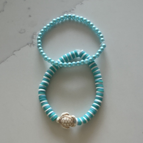 Turquoise white beaded - turquoise, &