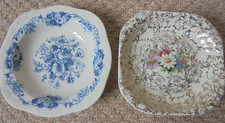 Vintage Pin Dish x2 Blue & White Alfred Meakin Salisbury + other : approx 12cms