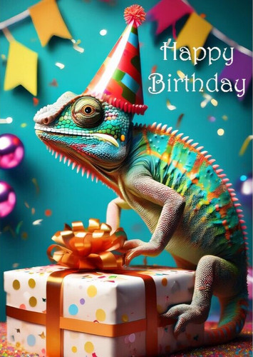 Chameleon birthday card with - birthday,