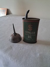 X2 Vintage Singer Minature Oil Cans. Good Condition For Age